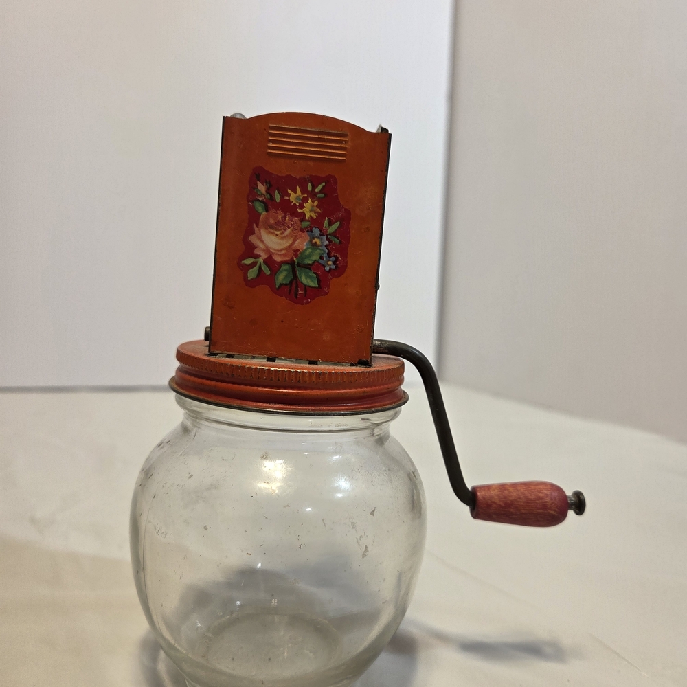 Vintage 1930s Hazel Atlas 5935 Glass Nut & Food Chopper | Orange Nutmeg